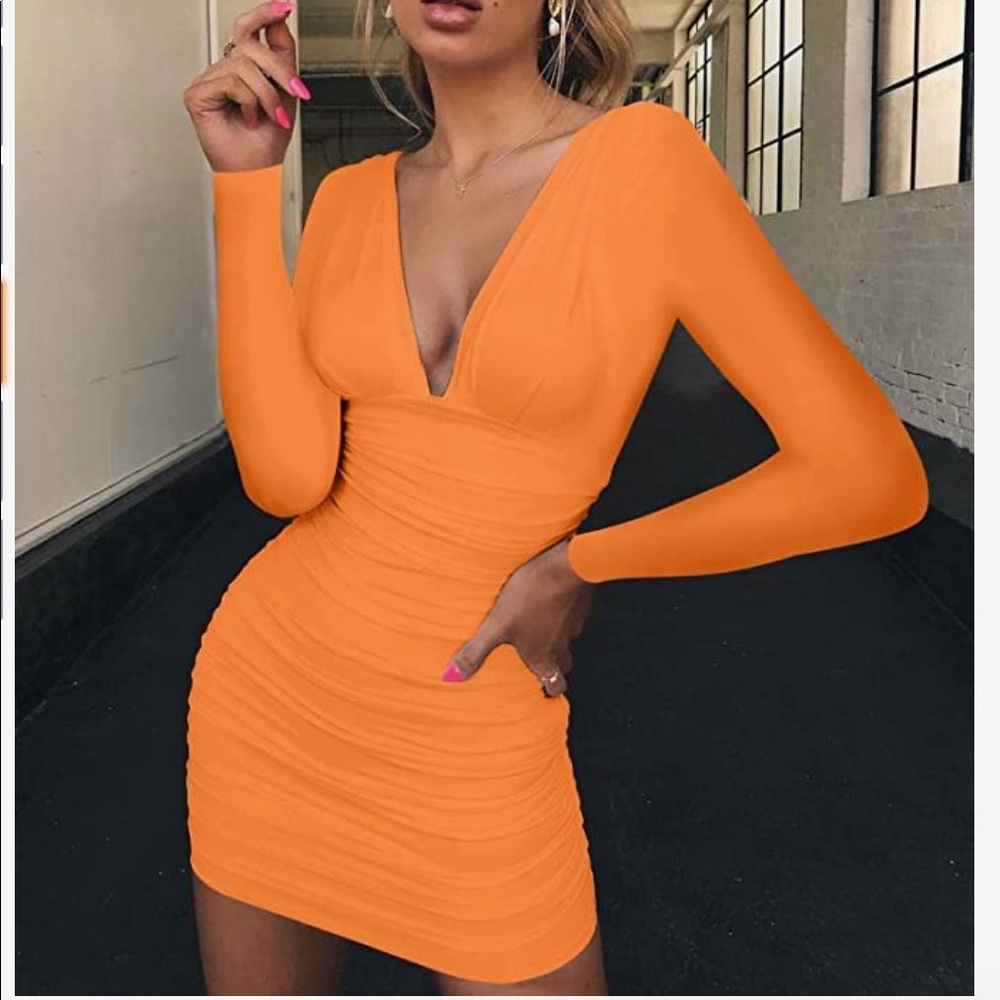 Orange bodycon dress